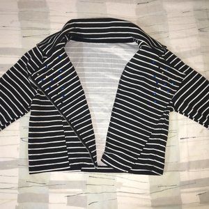 Crop Business Casual Black & White Striped Blazer